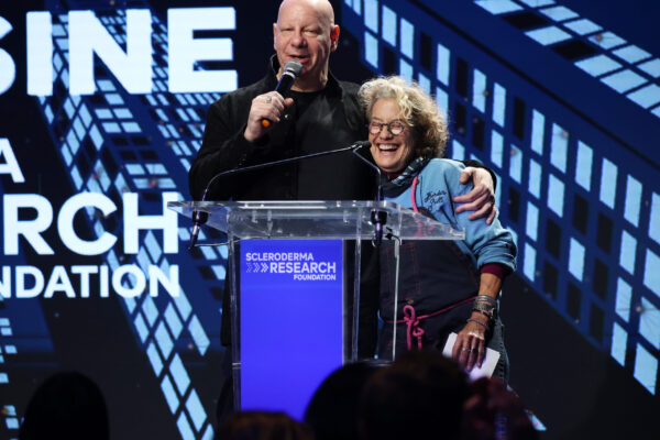 The Scleroderma Research Foundation's Cool Comedy Hot Cuisine NEW YORK, NEW YORK - NOVEMBER 12: (L-R) Jeff Ross and Susan Feniger speak onstage during The Scleroderma Research Foundation's Cool Comedy Hot Cuisine at Edison Ballroom on November 12, 2025 in New York City. (Photo by Kevin Mazur/Kevin Mazur/Getty Images for the Scleroderma Research Foundation)